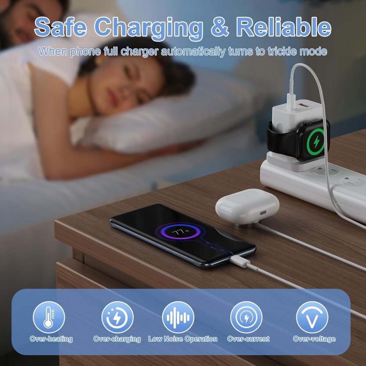 Apple Watch Charger,20W 3-in-1 Fast Charging Block with Magnetic Wireless Charging and Dual Ports - Image 3