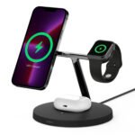 Belkin MagSafe 3-in-1 Wireless Charging Stand for iPhone 15/14/13/12, Apple Watch & AirPods - black