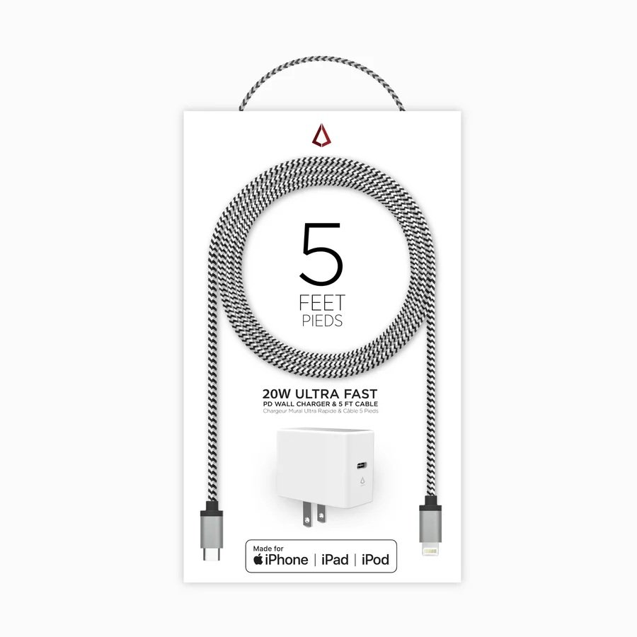 883672032841 LBT 20W ULTRA FAST WALL CHARGER AND CABLE TYPE C TO LIGHTNING 5 FEET - Image 1