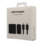 45W PD Adapter Type-C Charger with 1.8M 5A Type-C to Type-C Cable for Samsung US Plug OEM Black