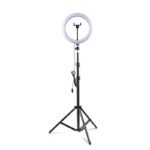 10 Inch Ring Light with 55CM Folding Tripod Selfie Stick Black