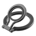 Magnetic Finger Ring Phone Holder with Silicone for iPhone 12 and Later Models Black+Black