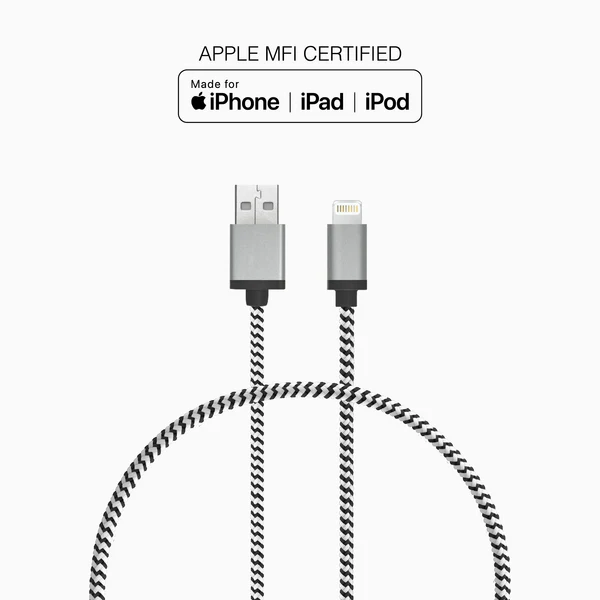 LBTBW0102_04 LBT 0.3m (1 ft.) USB Type-A/ Lightning Cable (LBTBW0102) - Black/White - Image 1