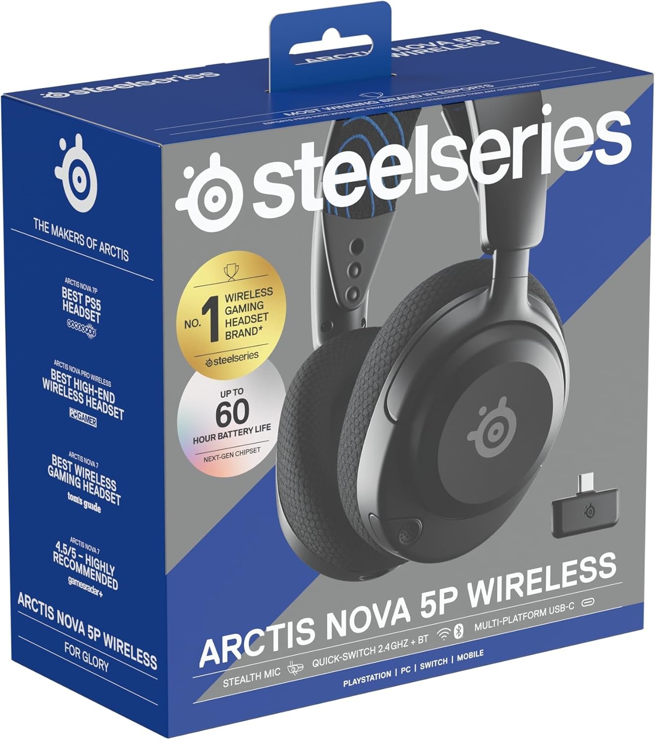 nova 5p SteelSeries Arctis Nova 5P Wireless Multi-System Gaming Headset — Neodymium Magnetic Drivers — 100+ Audio Presets — 60 HR Battery — 2.4GHz or BT — ClearCast Gen2.X Mic — PS5, PS4, PC, Switch, Mobile - Image 1