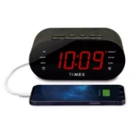 Timex Alarm Clock with FM Radio and USB Charging - Black (T232B)