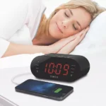 Timex Alarm Clock with FM Radio and USB Charging - Black (T232B) - Image 3