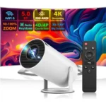 Smart Mini Projector with Android TV, Upgrade HY300 Pro Portable Projector with WiFi and Bluetooth, 4K Support, Auto Keystone, Portable Ceiling Projector for iOS and Android.