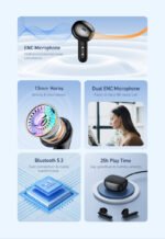 AWEI T66 BT 5.3 TWS Wireless Stereo Sports Earphone with ENC Noise Reduction Dual HD Mic Black - Image 2