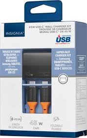 download Insignia 45W USB-C PD Wall Charger with 6' Braided USB-C Cable (NS-MW3145C1B24B-C) - Image 1