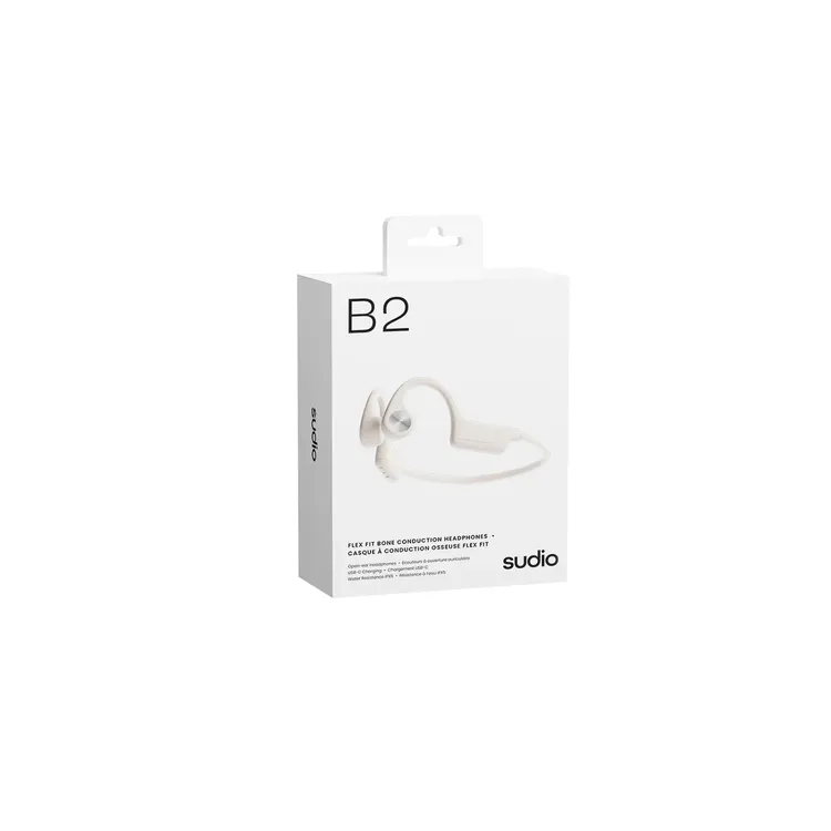 b2 sand white SUDIO HEADPHONES B2 BONE CONDUCTION BT Sand White - Image 1