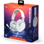JBL Quantum 100 Wired Over-Ear Gaming Headset with Detachable Mic and 3.5mm Audio Cable - White