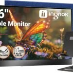 Ingnok Portable Monitor, 15.6 Inch Full HD 1080P IPS Display with Adjustable Stand, USB-C Plug & Play (PD Supported), HDMI Compatible, Ideal for Travel and Office Use