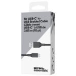 Best Buy Essentials 3m (9.8 ft.) Braided USB-C to USB-A Cable (BE-MCA10CAB-C)